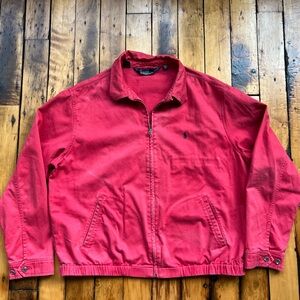 Vintage Polo Ralph Lauren Jacket Mens XL Salmon Harrington Bomber Coat Faded 90s